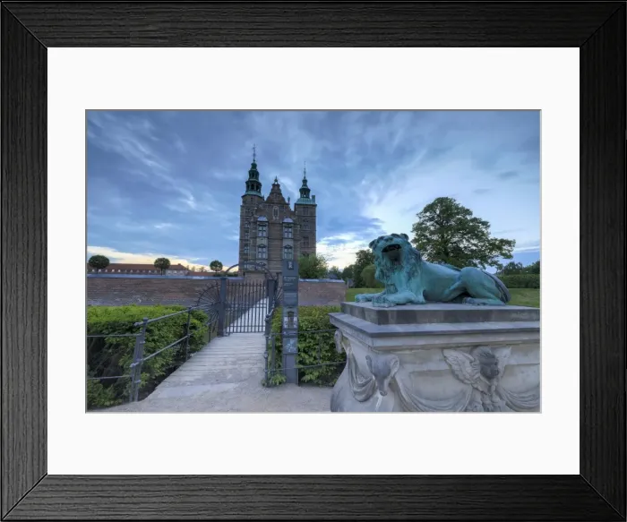 Framed Print : Sculpture of lion in front of Rosenborg Castle, Kongens Have, Copenhagen, Denmark, Europe Framed Print : Sculpture of lion in front of Rosenborg Castle, Kongens Have, Copenhagen, Denmark, Europe