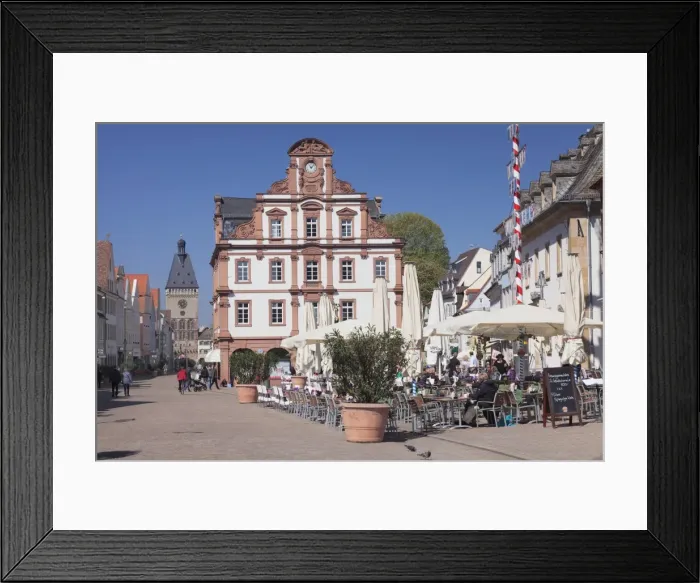 Framed Print : Maximilianstrasse, Alte Muenz building, Altpoertel Gate, Speyer, Rhineland-Palatinate