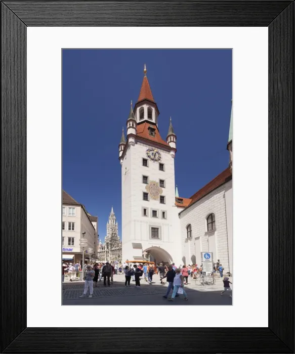 Framed Print : View from Old Town Hall (Altes Rathaus) to the New Town Hall (Neues Rathaus) at Marienplatz Square Framed Print : View from Old Town Hall (Altes Rathaus) to the New Town Hall (Neues Rathaus) at Marienplatz Square