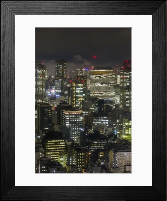 Framed Print : Downtown city buildings at night, Tokyo, Japan, Asia Framed Print : Downtown city buildings at night, Tokyo, Japan, Asia