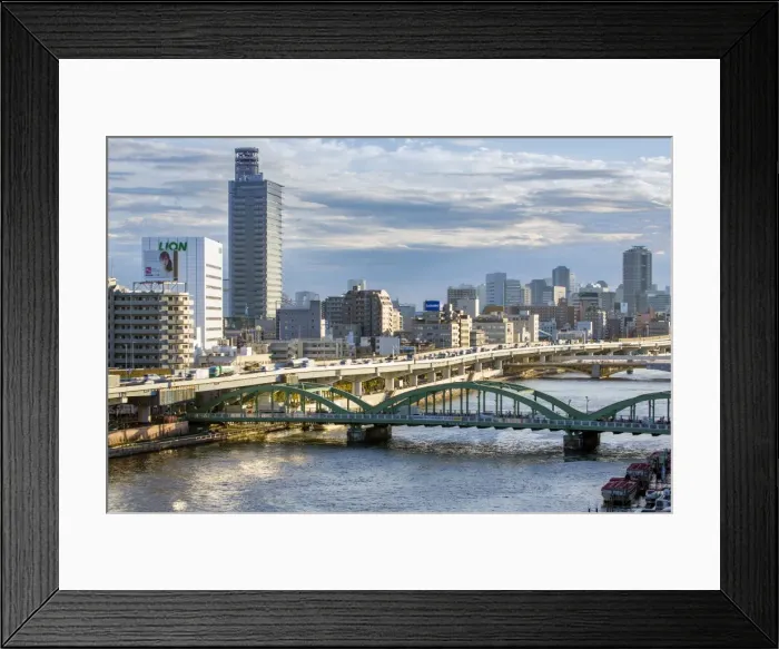 Framed Print : Modern architecture along the Sumida River, Tokyo, Japan, Asia Framed Print : Modern architecture along the Sumida River, Tokyo, Japan, Asia
