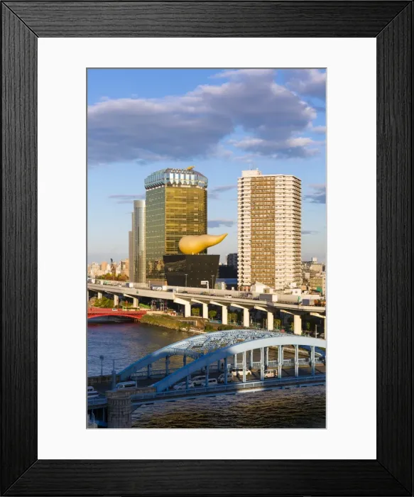 Framed Print : Modern architecture along the Sumida River, Tokyo, Japan, Asia