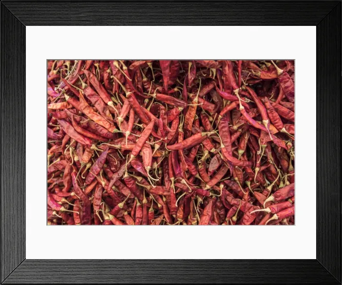Framed Print : Red chillies for sale in Chaudi Market, Goa, India, Asia Framed Print : Red chillies for sale in Chaudi Market, Goa, India, Asia