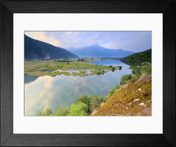 Framed Print : Sunrise on the Natural Reserve of Pian di Spagna, Dascio, province of Como, Chiavenna Valley Framed Print : Sunrise on the Natural Reserve of Pian di Spagna, Dascio, province of Como, Chiavenna Valley
