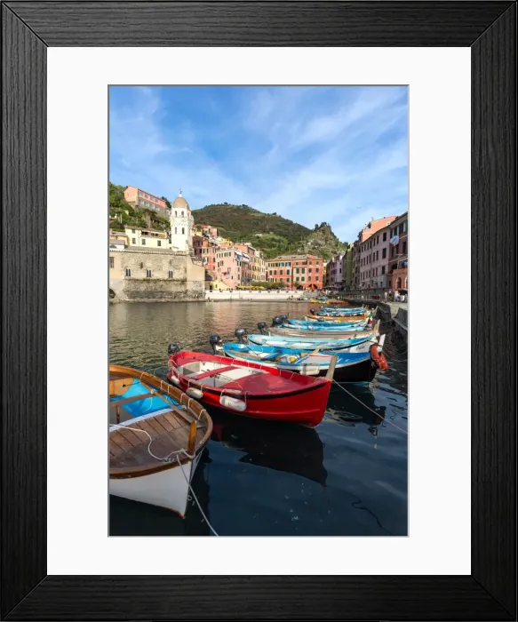Framed Print : Colourful fishing boats in Vernazza harbour, Cinque Terre, UNESCO World Heritage Site Framed Print : Colourful fishing boats in Vernazza harbour, Cinque Terre, UNESCO World Heritage Site