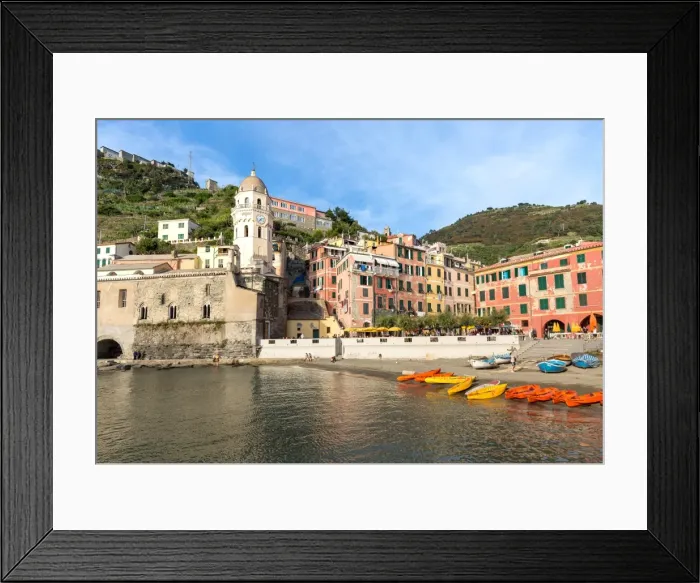 Framed Print : Colourful kayaks in the harbour at Vernazza, Cinque Terre, UNESCO World Heritage Site Framed Print : Colourful kayaks in the harbour at Vernazza, Cinque Terre, UNESCO World Heritage Site