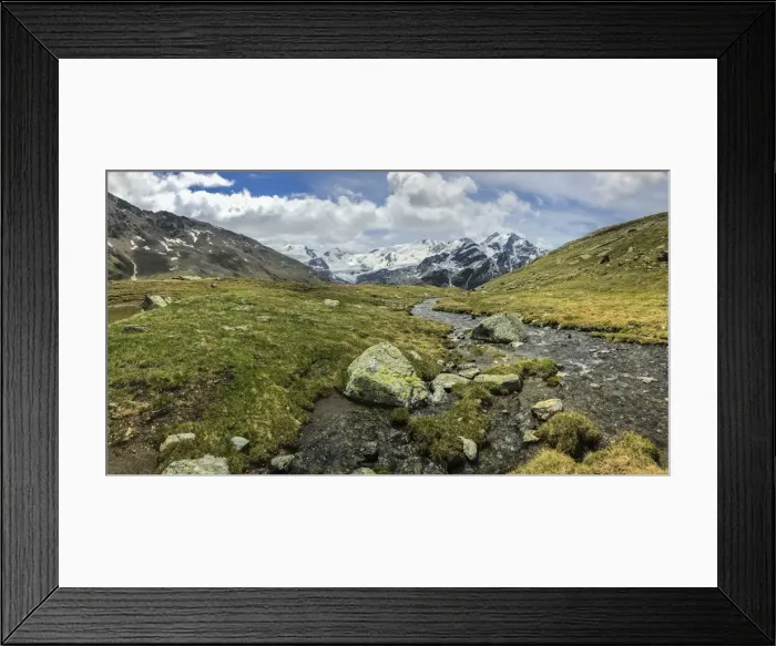 Framed Print : Glacier Forni and alpine river, Valfurva, Lombardy, Italy, Europe Framed Print : Glacier Forni and alpine river, Valfurva, Lombardy, Italy, Europe