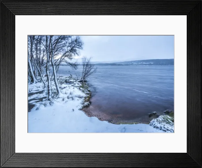 Framed Print : Loch Morlich in snow in winter, Glenmore, Cairngorms National Park, Scotland, United Kingdom Framed Print : Loch Morlich in snow in winter, Glenmore, Cairngorms National Park, Scotland, United Kingdom