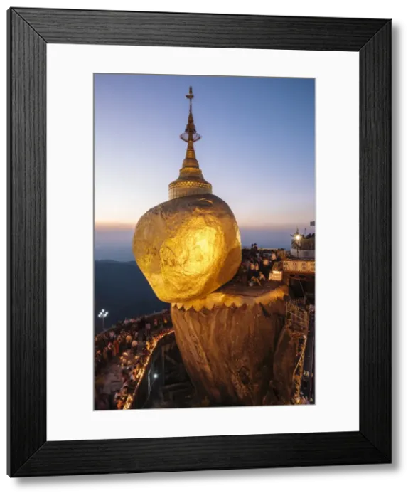Framed Print : Mount Kyaiktiyo (Golden Rock) at twilight, Mon State, Myanmar (Burma), Asia Framed Print : Mount Kyaiktiyo (Golden Rock) at twilight, Mon State, Myanmar (Burma), Asia