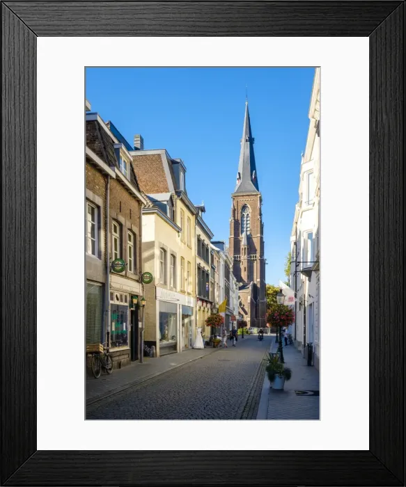 Framed Print : Shopping streets in Wyck quarter, Mstricht, Limburg, Netherlands, Europe