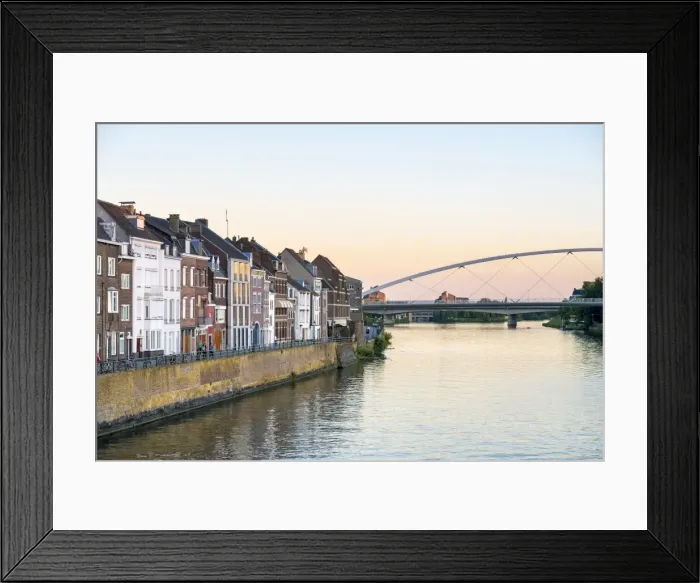 Framed Print : Buildings in Wyck-Ceramique quarter and Hoge Brug pedestrian bridge over the Ms River Framed Print : Buildings in Wyck-Ceramique quarter and Hoge Brug pedestrian bridge over the Ms River