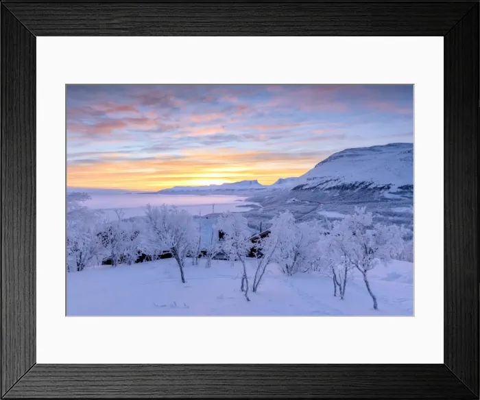 Framed Print : Colorful sky at sunrise, Bjorkliden, Abisko, Kiruna Municipality, Norrbotten County Framed Print : Colorful sky at sunrise, Bjorkliden, Abisko, Kiruna Municipality, Norrbotten County