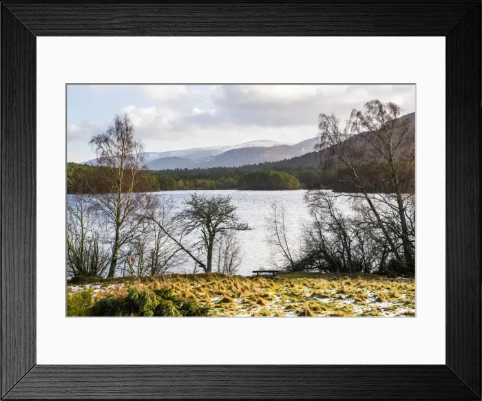 Framed Print : Loch an Eilein with Cairngorm Mountain behind, Aviemore, Cairngorms National Park Framed Print : Loch an Eilein with Cairngorm Mountain behind, Aviemore, Cairngorms National Park