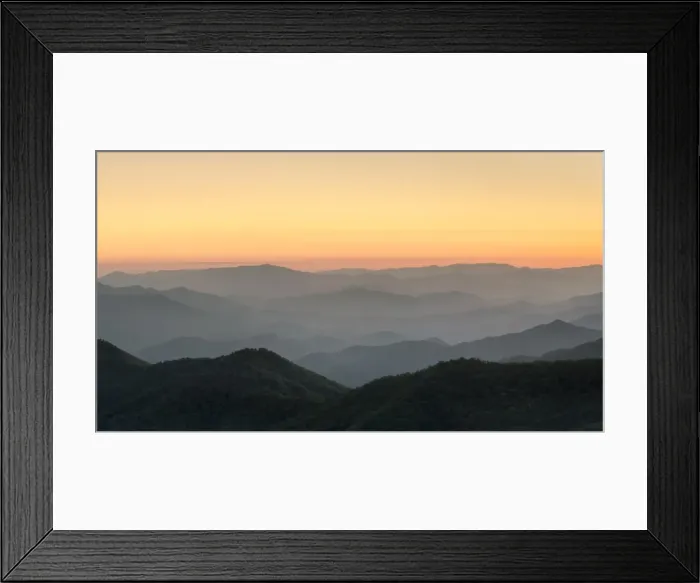 Framed Print : Blue Ridge Mountains from the Blue Ridge Parkway at sunset, Jackson County, North Carolina Framed Print : Blue Ridge Mountains from the Blue Ridge Parkway at sunset, Jackson County, North Carolina
