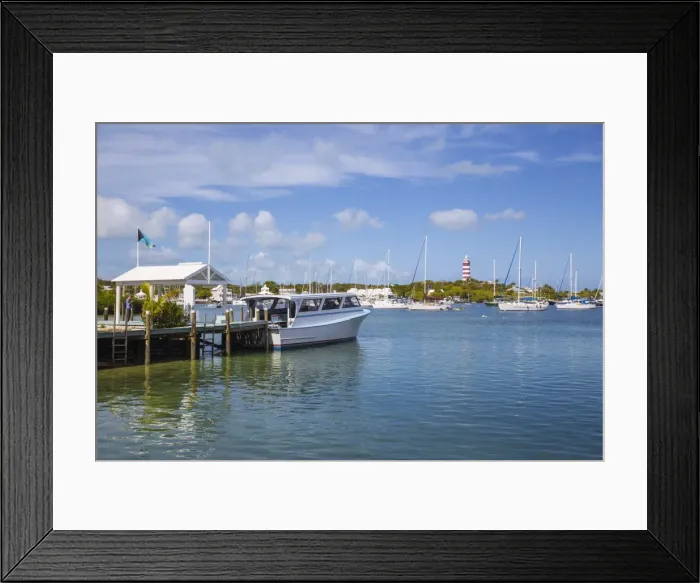 Framed Print : Alburys ferry at Hope Town Harbour Lodge Hotel ferry dock, Hope Town, Elbow Cay Framed Print : Alburys ferry at Hope Town Harbour Lodge Hotel ferry dock, Hope Town, Elbow Cay