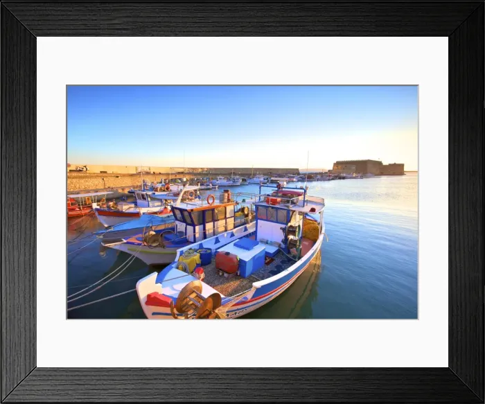 Framed Print : The boat lined Venetian Harbour and Fortress, Heraklion, Crete, Greek Islands, Greece Framed Print : The boat lined Venetian Harbour and Fortress, Heraklion, Crete, Greek Islands, Greece