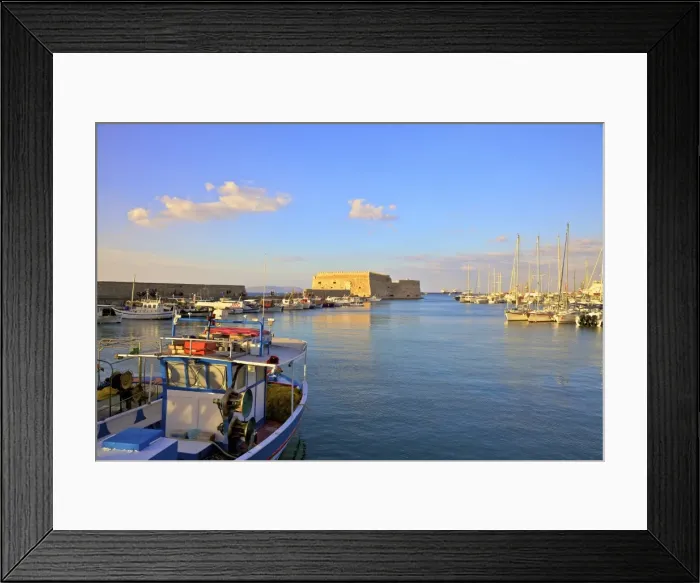 Framed Print : The boat lined Venetian Harbour and Fortress, Heraklion, Crete, Greek Islands, Greece Framed Print : The boat lined Venetian Harbour and Fortress, Heraklion, Crete, Greek Islands, Greece