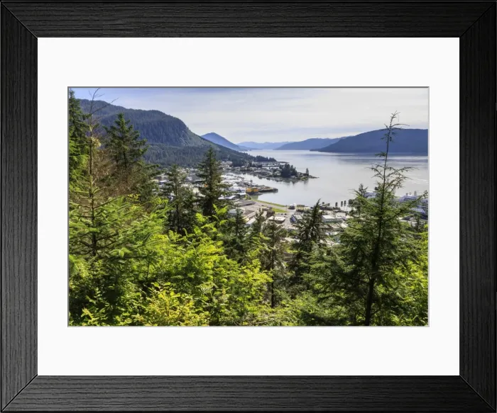 Framed Print : Stunning view, Wrangell and landscape from Mount Dewey trail lookout, Wrangell, pioneer port Framed Print : Stunning view, Wrangell and landscape from Mount Dewey trail lookout, Wrangell, pioneer port