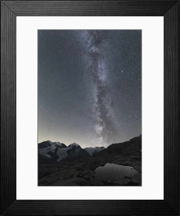 Framed Print : Milky way on Piz Bernina, Fuorcla Surlej, Corvatsch, Engadine, Canton of Graubunden