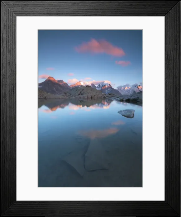 Framed Print : Pink clouds at sunset on Piz Bernina, Fuorcla Surlej, Corvatsch, Engadine, Canton of Graubunden Framed Print : Pink clouds at sunset on Piz Bernina, Fuorcla Surlej, Corvatsch, Engadine, Canton of Graubunden