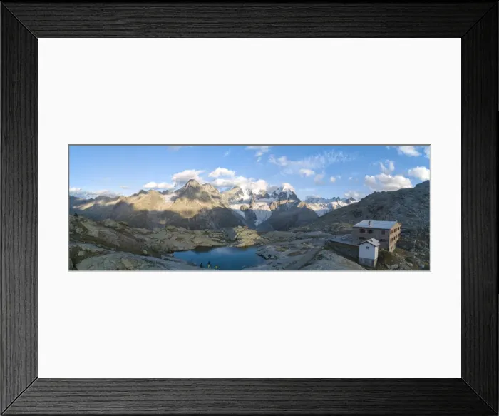 Framed Print : Panoramic of Bernina massif and Roseg Valley from Fuorcla Surlej, Engadine, Canton of Graubunden Framed Print : Panoramic of Bernina massif and Roseg Valley from Fuorcla Surlej, Engadine, Canton of Graubunden