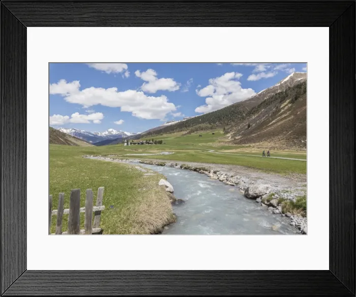 Framed Print : Transparent water of river around the alpine village of Davos, Sertig Valley, canton of Graubunden Framed Print : Transparent water of river around the alpine village of Davos, Sertig Valley, canton of Graubunden
