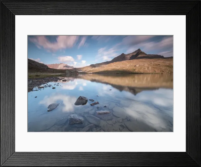 Framed Print : Clouds reflected in water at dawn, Lago Bianco, Gavia Pass, Valfurva, Valtellina Framed Print : Clouds reflected in water at dawn, Lago Bianco, Gavia Pass, Valfurva, Valtellina