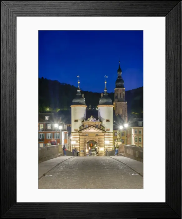 Framed Print : Towers of the Alte Brucke (Old Bridge) in the Altstadt (Old Town) at dusk, Heidelberg Framed Print : Towers of the Alte Brucke (Old Bridge) in the Altstadt (Old Town) at dusk, Heidelberg