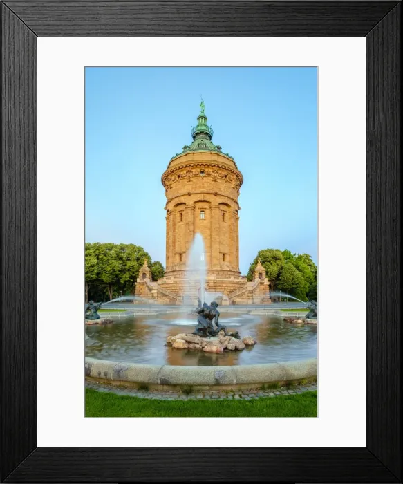 Framed Print : Mannheimer Wasserturm, 60 meter tall water tower built 1886 to 1889 on Friedrichsplatz Framed Print : Mannheimer Wasserturm, 60 meter tall water tower built 1886 to 1889 on Friedrichsplatz