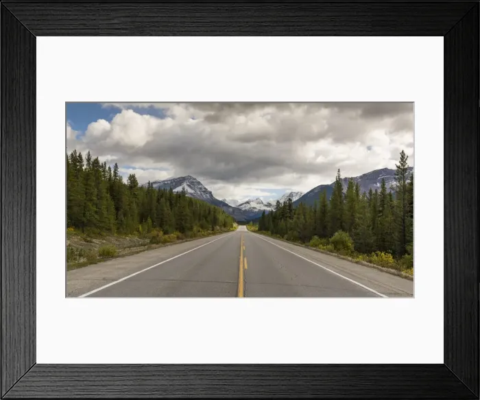 Framed Print : Icefields Parkway leading toward the Canadian Rocky Mountains, Jasper National Park Framed Print : Icefields Parkway leading toward the Canadian Rocky Mountains, Jasper National Park