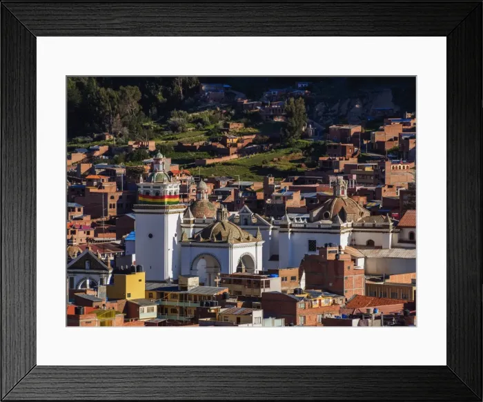 Framed Print : Basilica of Our Lady of Copacabana, elevated view, Copacabana, La Paz Department Framed Print : Basilica of Our Lady of Copacabana, elevated view, Copacabana, La Paz Department
