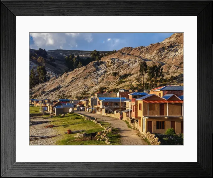 Framed Print : Challa Pampa Village, elevated view, Island of the Sun, Titicaca Lake, La Paz Department Framed Print : Challa Pampa Village, elevated view, Island of the Sun, Titicaca Lake, La Paz Department