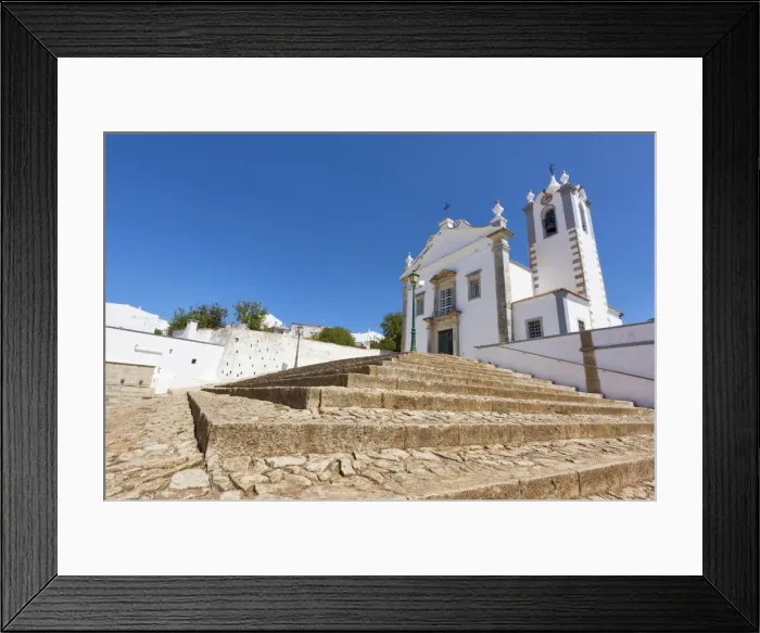 Framed Print : Wide angle shot of Matriz Church of Estoi, Algarve, Portugal, Europe Framed Print : Wide angle shot of Matriz Church of Estoi, Algarve, Portugal, Europe