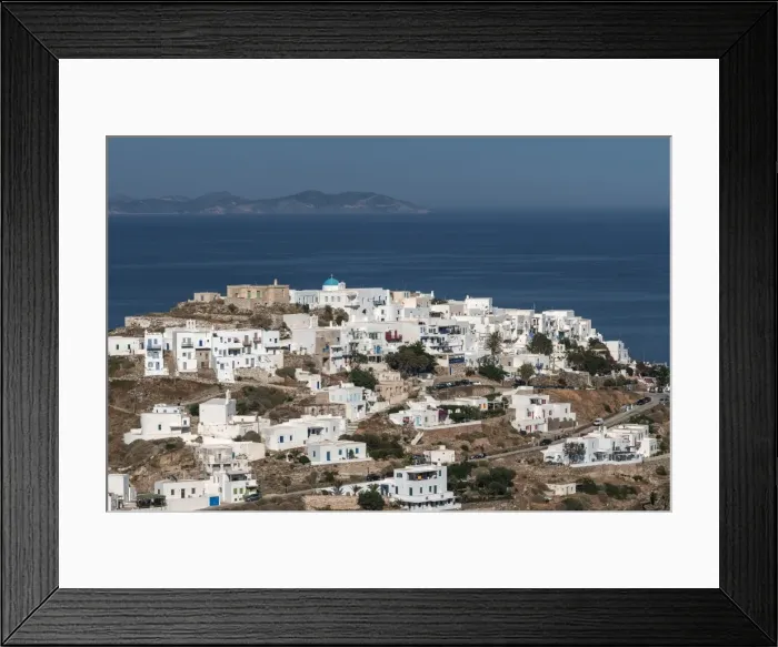 Framed Print : Aerial overview of Kastro Village, with island of Antiparos in background, Sifnos Framed Print : Aerial overview of Kastro Village, with island of Antiparos in background, Sifnos