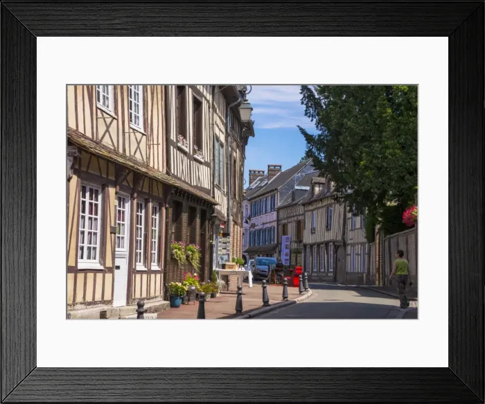 Framed Print : Typical half timbered houses in old town, Lyons la Foret, Eure, Normandy, France, Europe