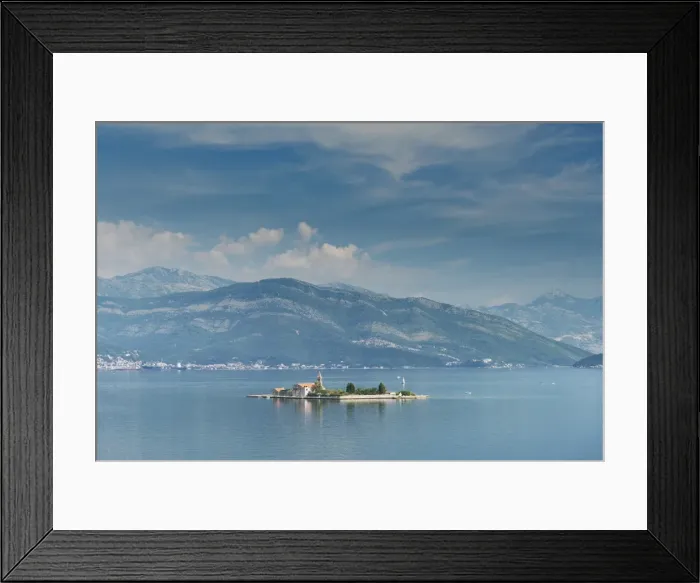 Framed Print : Bay of Tivat has beautiful villages, industrial ports and historic town of Kotor