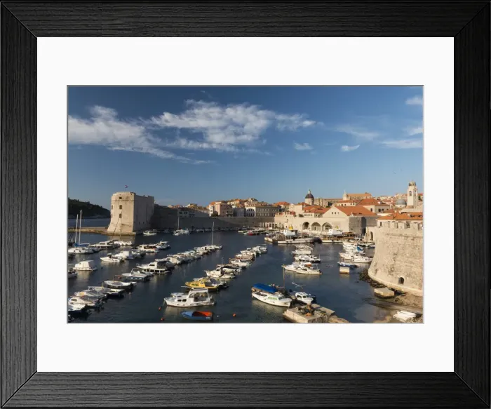 Framed Print : Dubrovniks small boat harbor, Old Town, UNESCO World Heritage Site, Dubrovnik, Croatia