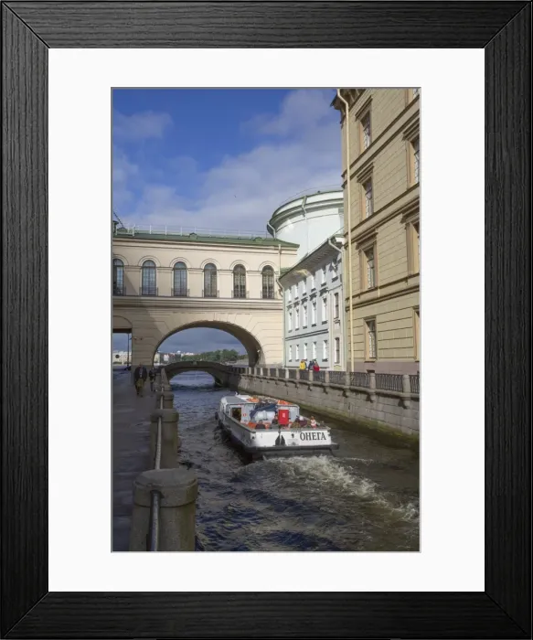 Framed Print : Tour boat on the Moika River Canal, UNESCO World Heritage Site, St. Petersburg, Russia Framed Print : Tour boat on the Moika River Canal, UNESCO World Heritage Site, St. Petersburg, Russia