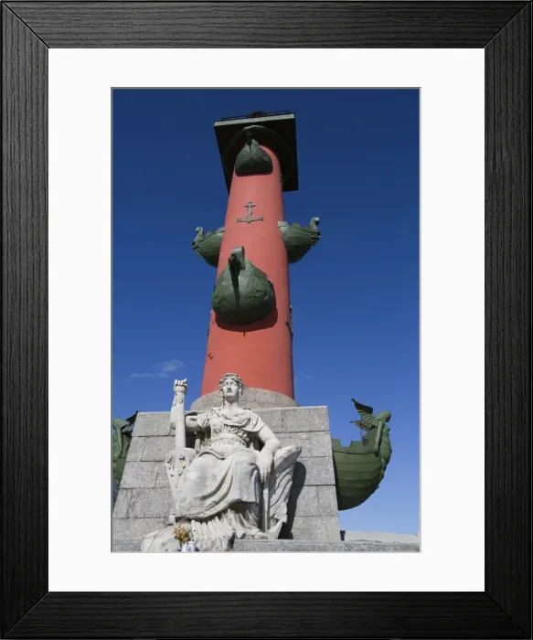 Framed Print : Marble Figure Represents the Neva River, Rostral Column, UNESCO World Heritage Site, St Framed Print : Marble Figure Represents the Neva River, Rostral Column, UNESCO World Heritage Site, St
