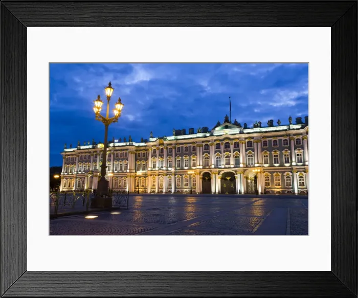 Framed Print : Evening view of State Hermitage Museum (Winter Palace), UNESCO World Heritage Site, St Framed Print : Evening view of State Hermitage Museum (Winter Palace), UNESCO World Heritage Site, St