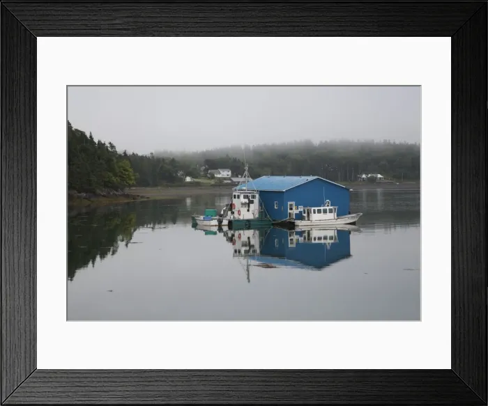 Framed Print : Floating dock, on a foggy day, at Welshpool on Campobello Island in New Brunswick Framed Print : Floating dock, on a foggy day, at Welshpool on Campobello Island in New Brunswick