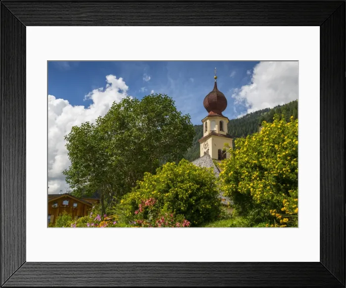 Framed Print : Traditional Church and houses in Canazei, South Tyrol, Italian Dolomites, Italy, Europe Framed Print : Traditional Church and houses in Canazei, South Tyrol, Italian Dolomites, Italy, Europe