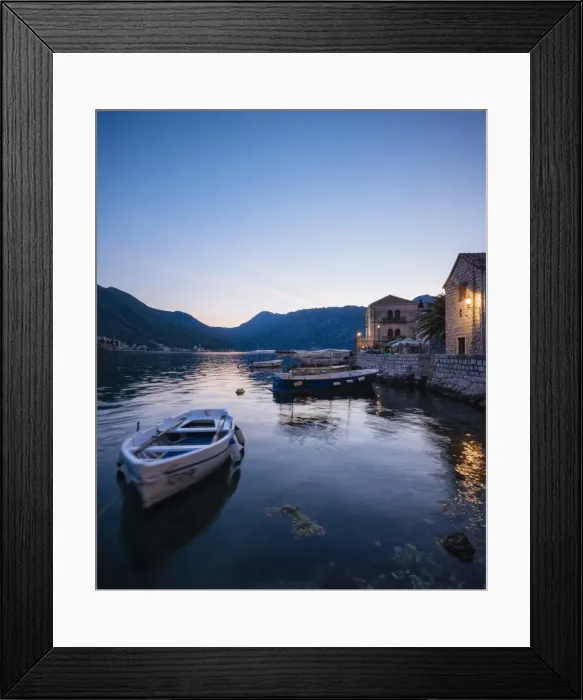 Framed Print : Perast at twilight, Bay of Kotor, UNESCO World Heritage Site, Montenegro, Europe Framed Print : Perast at twilight, Bay of Kotor, UNESCO World Heritage Site, Montenegro, Europe