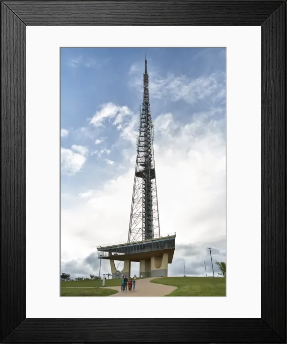 Framed Print : The TV tower, the fourth tallest structure in Brazil, towers above the monumental axis