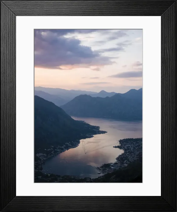 Framed Print : View of The Bay of Kotor at sunset, UNESCO World Heritage Site, Montenegro, Europe Framed Print : View of The Bay of Kotor at sunset, UNESCO World Heritage Site, Montenegro, Europe