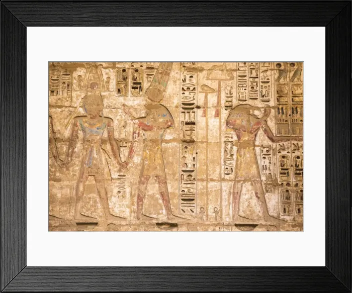 Framed Print : Reliefs on the walls of the Second Court, Temple of Ramesses III at Medinet Habu Framed Print : Reliefs on the walls of the Second Court, Temple of Ramesses III at Medinet Habu