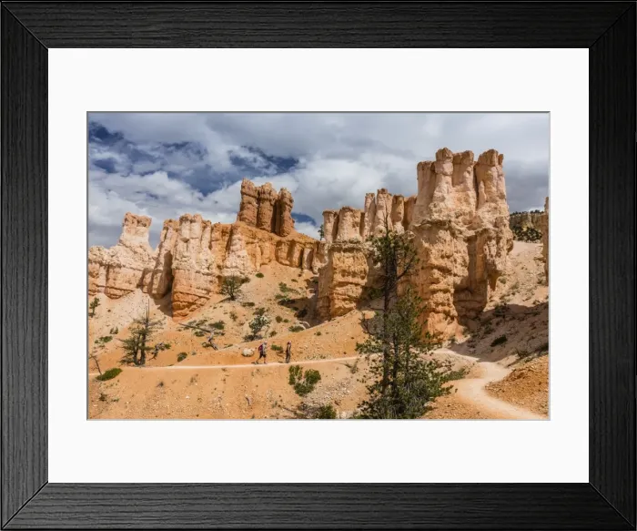 Framed Print : Hikers amongst hoodoo formations on the Fairyland Trail in Bryce Canyon National Park Framed Print : Hikers amongst hoodoo formations on the Fairyland Trail in Bryce Canyon National Park