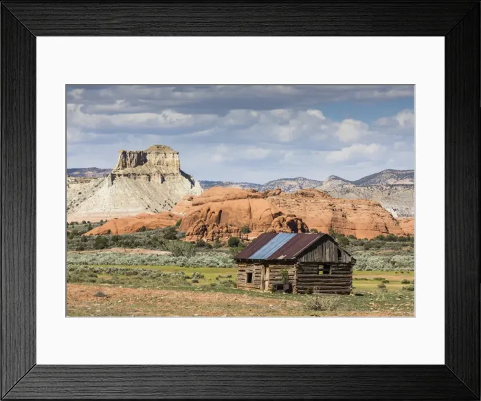 Framed Print : Red rock sandstone and old cabin just outside Kodachrome Basin State Park, Utah Framed Print : Red rock sandstone and old cabin just outside Kodachrome Basin State Park, Utah