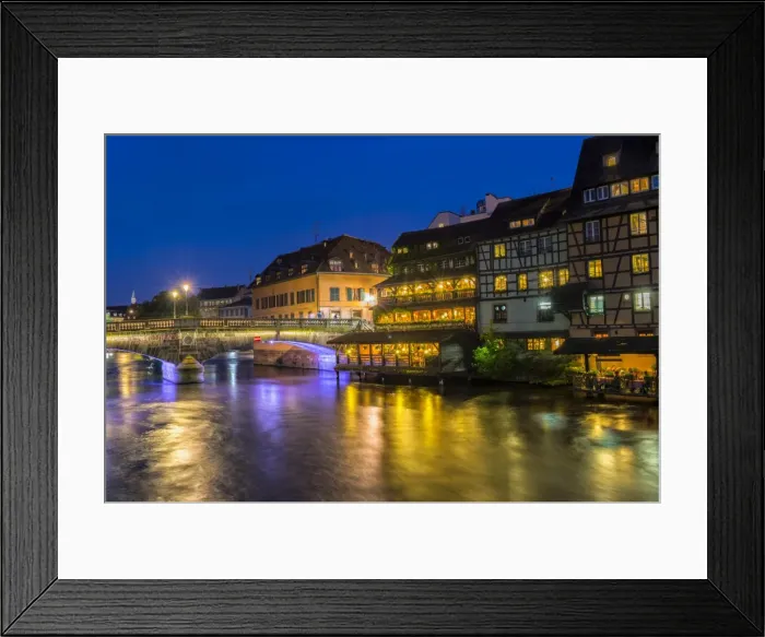 Framed Print : Ill canal at night, Strasbourg, Alsace, Bas-Rhin Department, France, Europe Framed Print : Ill canal at night, Strasbourg, Alsace, Bas-Rhin Department, France, Europe