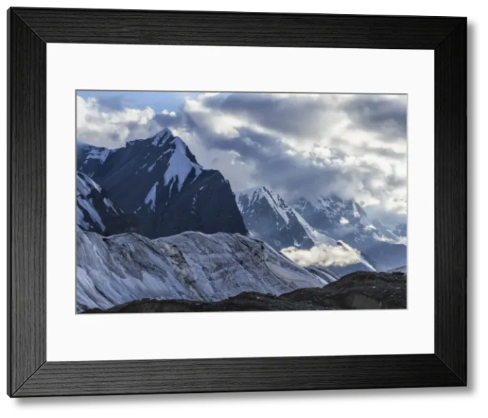 Framed Print : Engilchek Glacier and Khan Tengri Mountain, Central Tian Shan Mountain range, Border of Kyrgyzstan Framed Print : Engilchek Glacier and Khan Tengri Mountain, Central Tian Shan Mountain range, Border of Kyrgyzstan